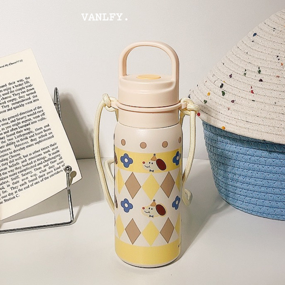 Damen Isoliertrinkflasche mit durchgehendem Tierdesign und Trageriemen Skanto
