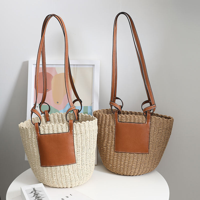 Basket bag with elegant leather detail Skanto