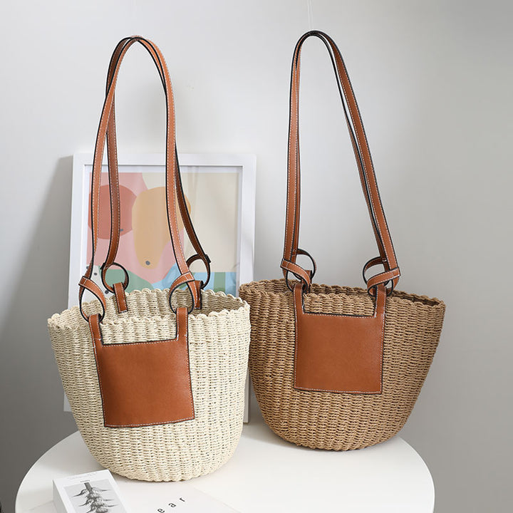 Basket bag with elegant leather detail Skanto