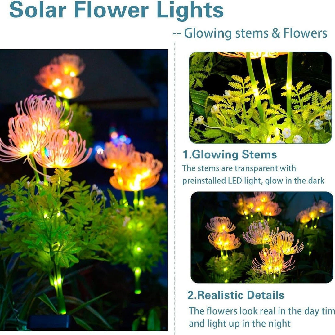 Realistisk Solenergi LED Hageblomst Stikk Med Krysantemumbloom Og Fleksibel Vanntett Stilk Skanto