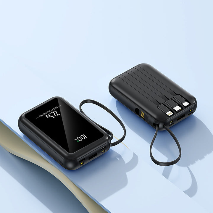 Bærbar Powerbank med integrert digital skjerm og allsidig kabelsystem Skanto
