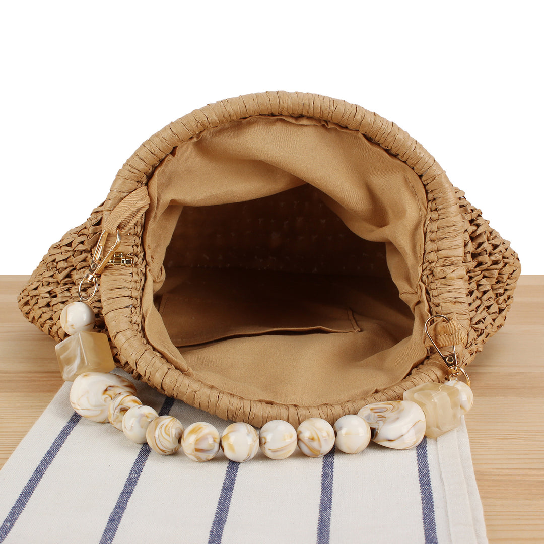 Stylish handbag with colorful beaded handle Skanto
