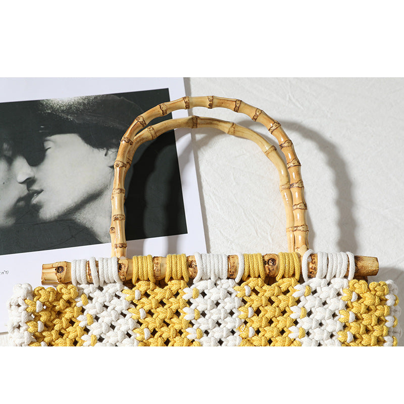 Stylish Braided Handbag with Unique Checkered Pattern Skanto