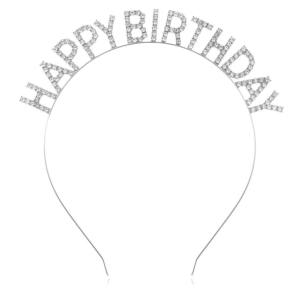 Damer Glitrende Hårbånd med "Happy Birthday"-påskrift Skanto