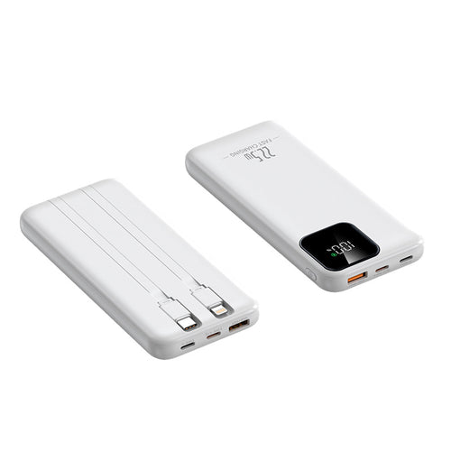 Powerbank med integrerte ladekabler og digitalt ladeindikator Skanto