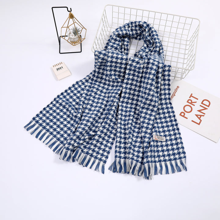 Dame elegant skjerf med houndstooth mønster Skanto