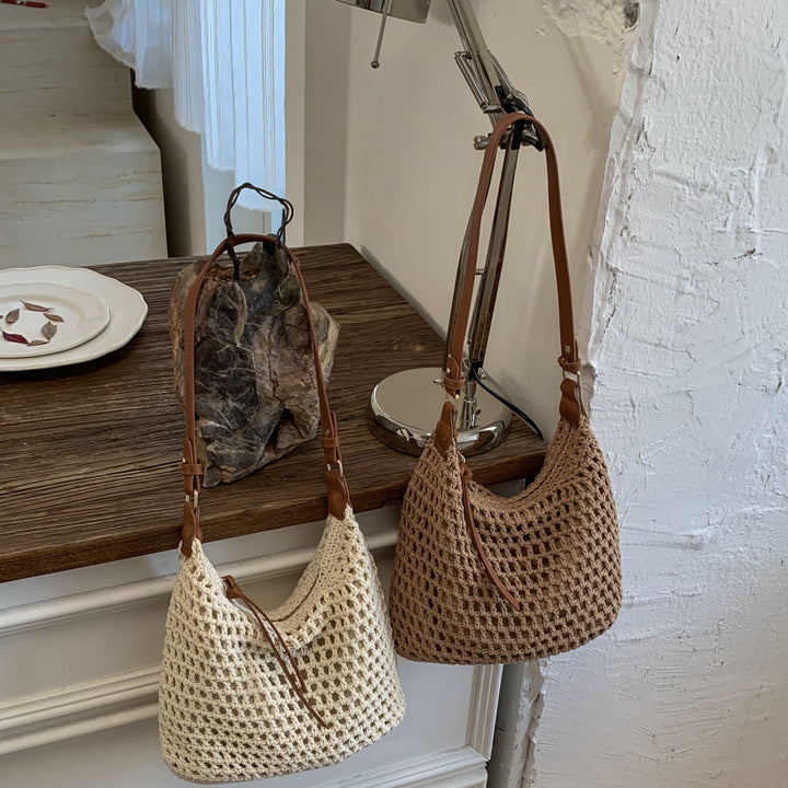 Trendig nettveske med lærdetaljer Skanto