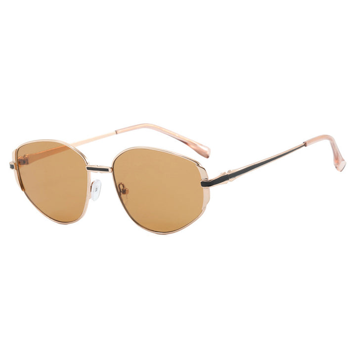 Dame moderne geometrisk solbrille med stilfull metallramme Skanto