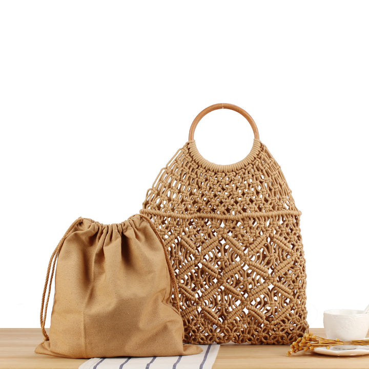 Makramee Tote bag with Double-layered Inner pocket Skanto