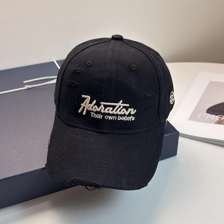 Dame Dame Slittet Brodert Baseball Cap Skanto