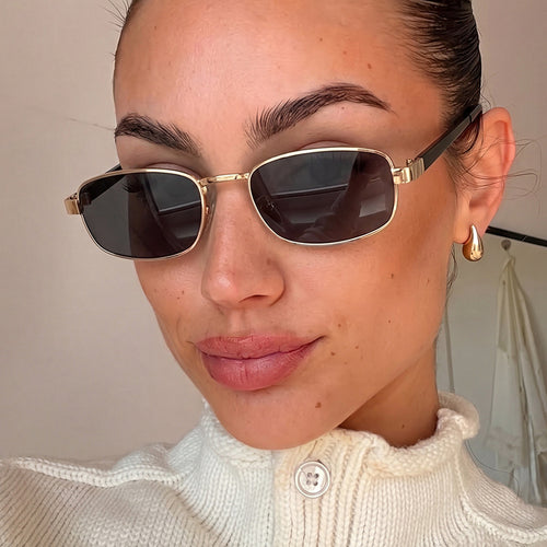 Women's elegant rectangular sunglasses with fine metal frame Skanto