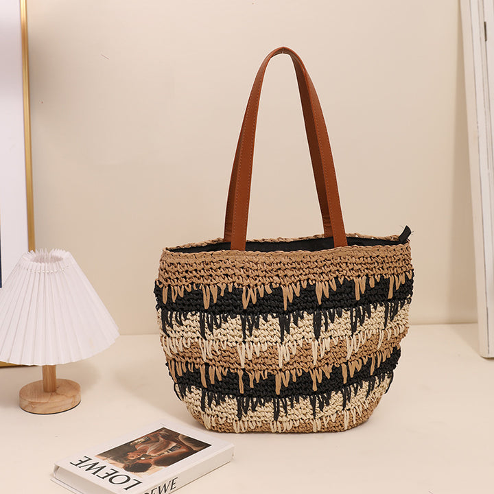 Braided tote bag with unique pattern mix Skanto