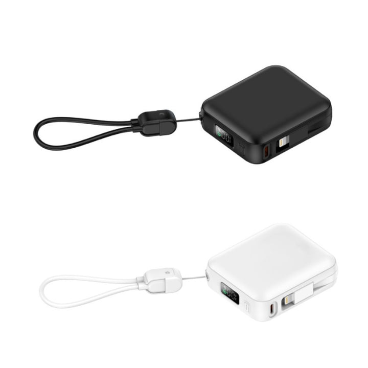 Bærbar powerbank med integrert ladekabel og digitalt display Skanto