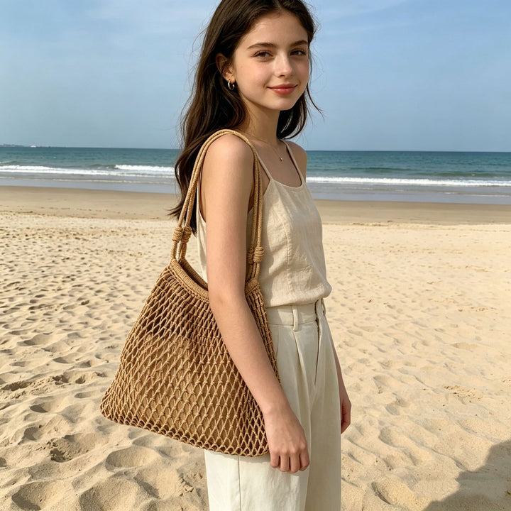 Netz-strandbag med justerbar snor Skanto