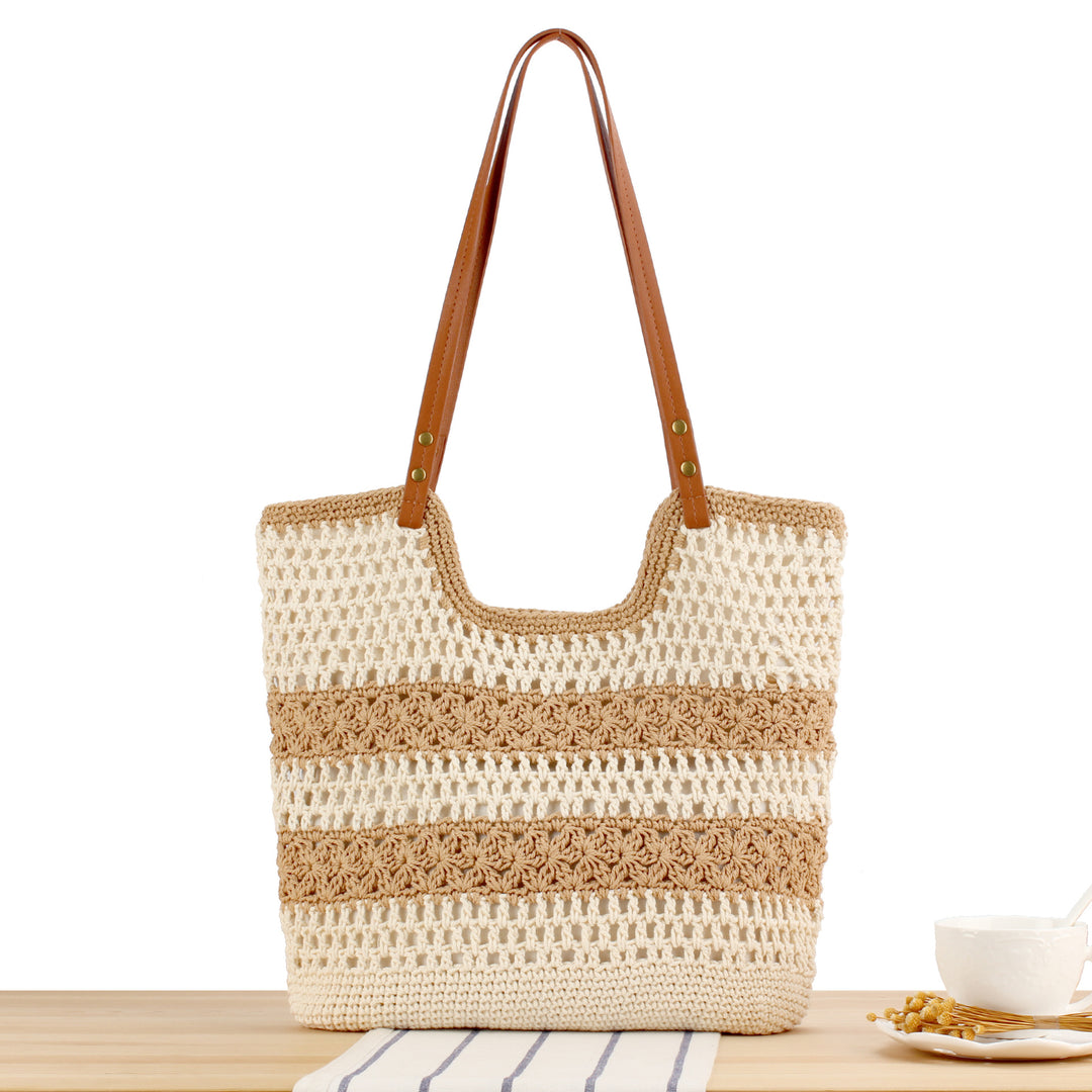 Braided macrame handbag with sturdy leather straps Skanto