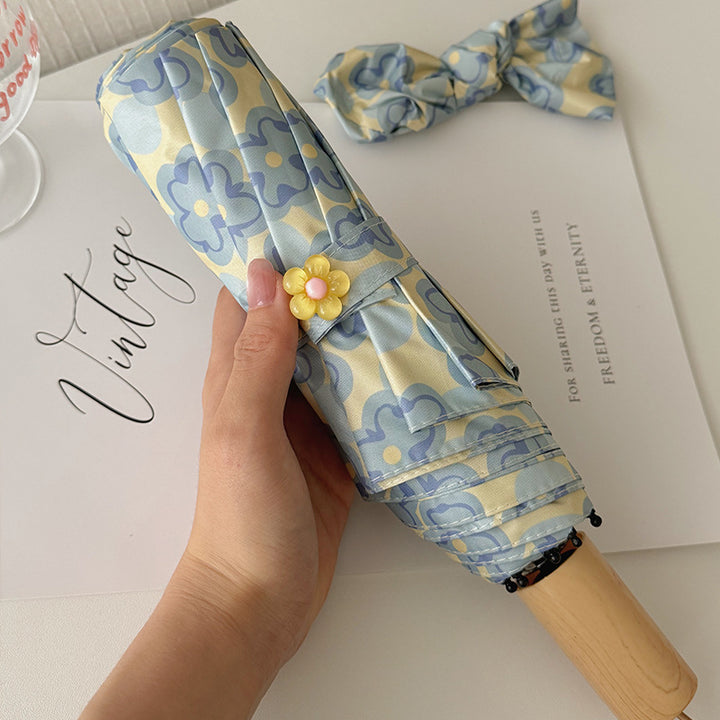Dame Faltbar Regnparaply med elegant blomsterdesign Skanto