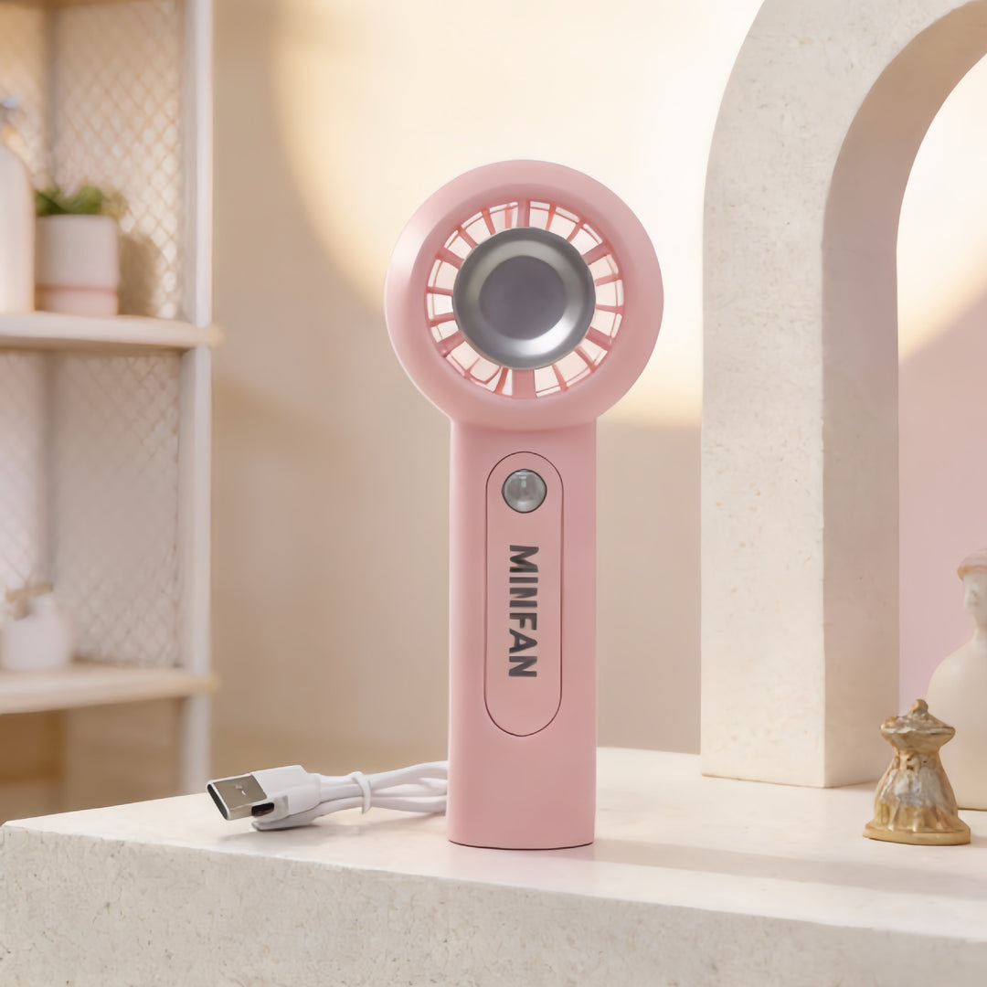 Dame Bærbar Mini-vifte med USB-ladefunksjon og ergonomisk håndtak Skanto