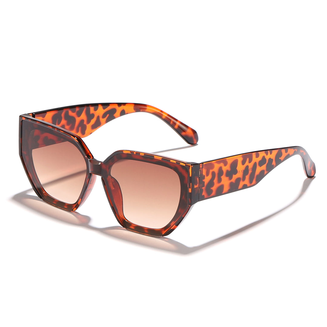 Dame trendy oversized solbriller med stilig hexagon-design Skanto