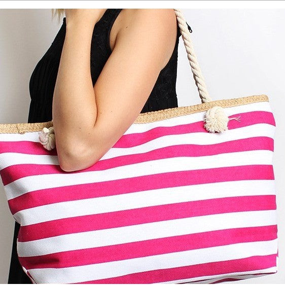Strandveske med maritim stripe design Skanto