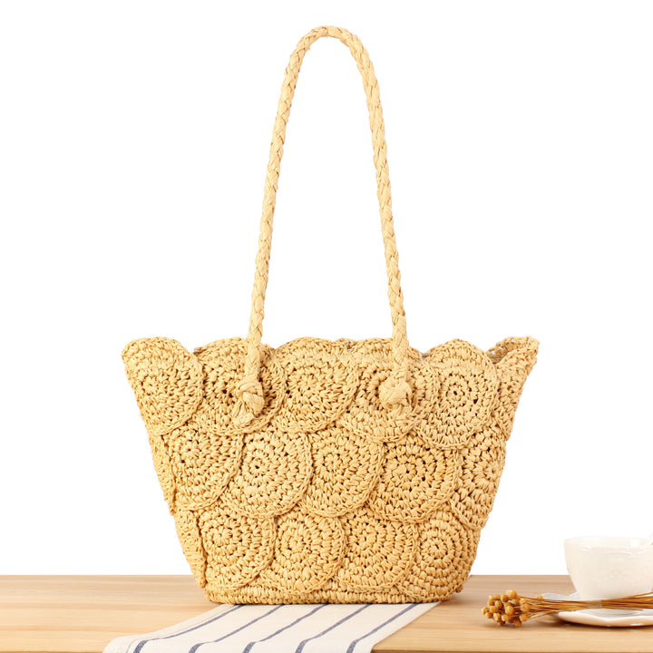 Hand-knotted beach bag with decorative motif Skanto