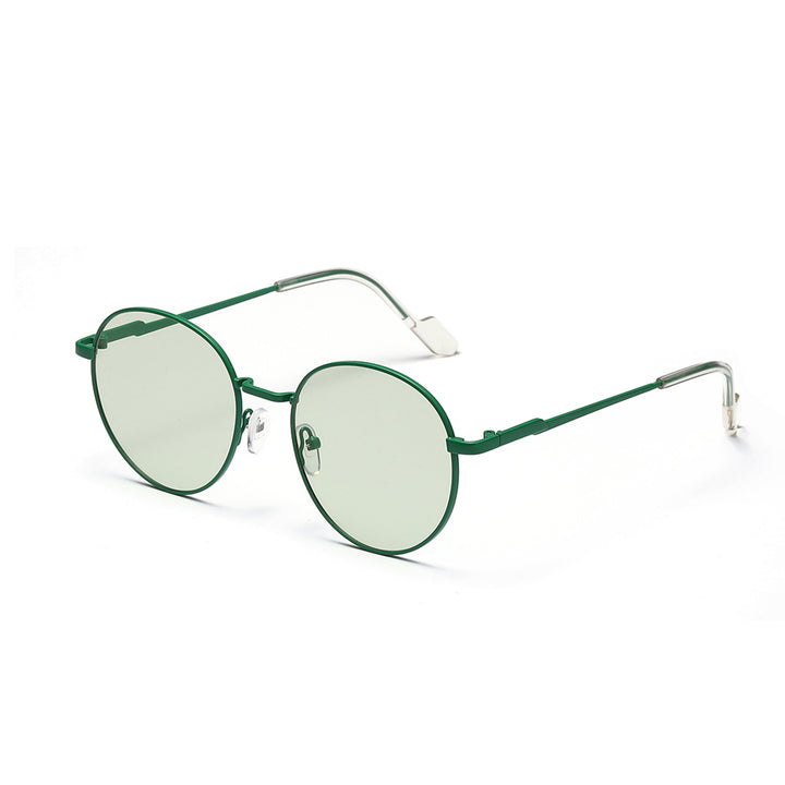 Dame rund solbrille med luksuriøs metallramme og UV-beskyttelse Skanto