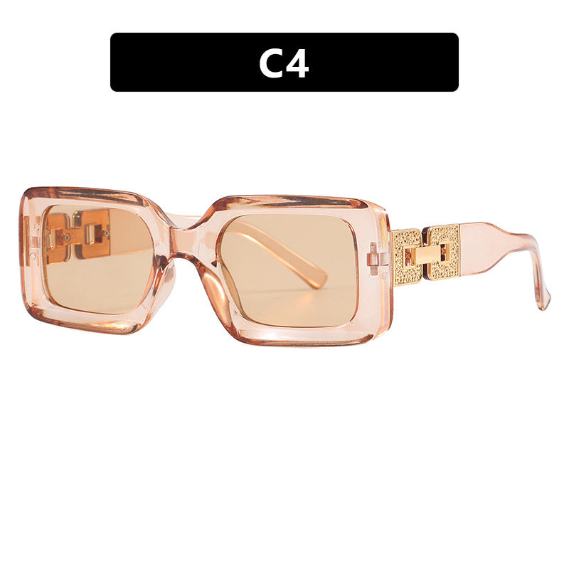 Women's fashionable sunglasses in elegant square design with luxurious gold details Skanto