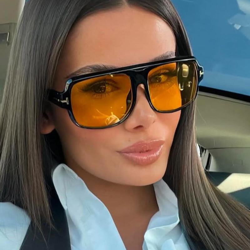 Women's fashionable square sunglasses with trendy tortoise pattern Skanto