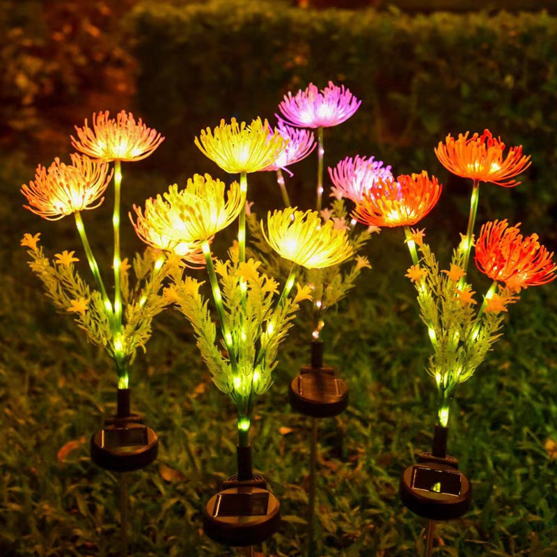 Realistisk Solenergi LED Hageblomst Stikk Med Krysantemumbloom Og Fleksibel Vanntett Stilk Skanto