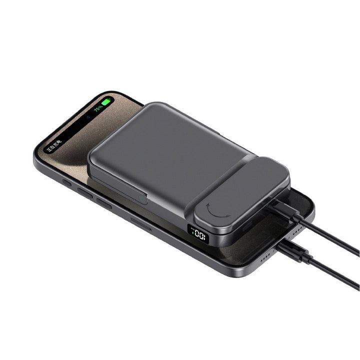 Bærbar powerbank med integrert stativfunksjon og digital ladestatusvisning Skanto
