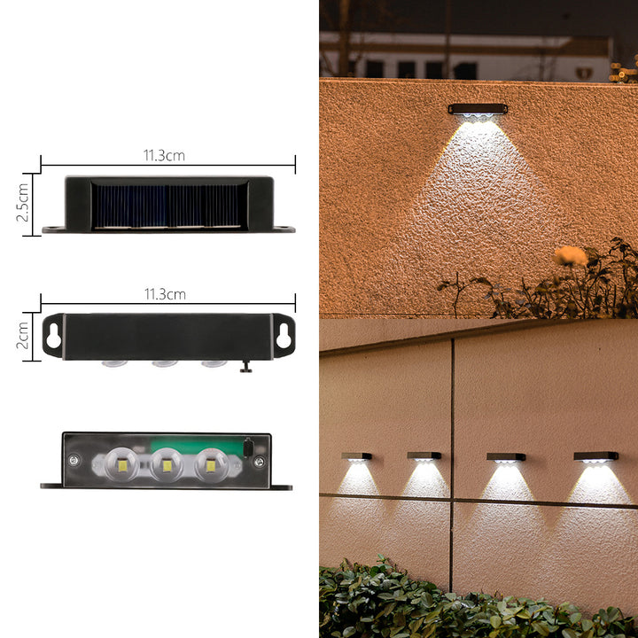 Kompakt solardrevet bevegelsessensor LED vegglampe for utendørs trapper og gjerder Skanto