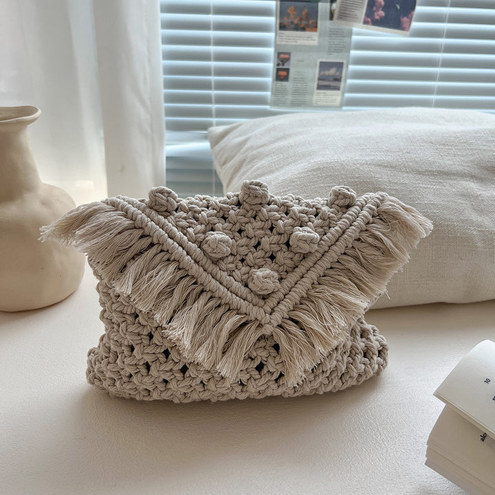 Handmade modern shoulder bag with fringe and decorative details Skanto