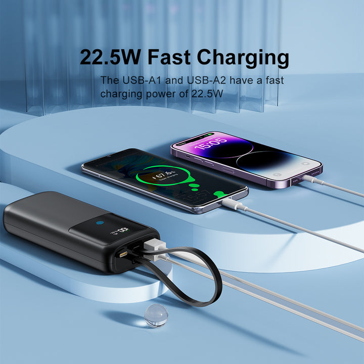 Powerbank med integrert LED-skjerm og hurtigladefunksjon Skanto