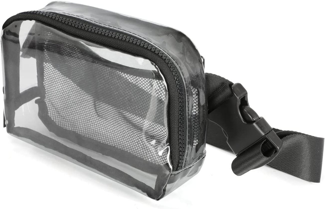 Transparent skulderveske med nett-sidelommer Skanto