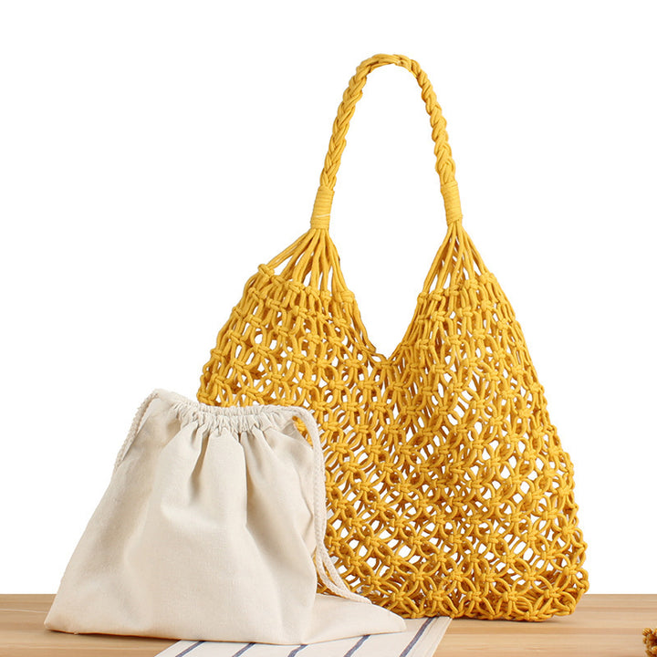 Handbag made of robust hand-knotted net material Skanto