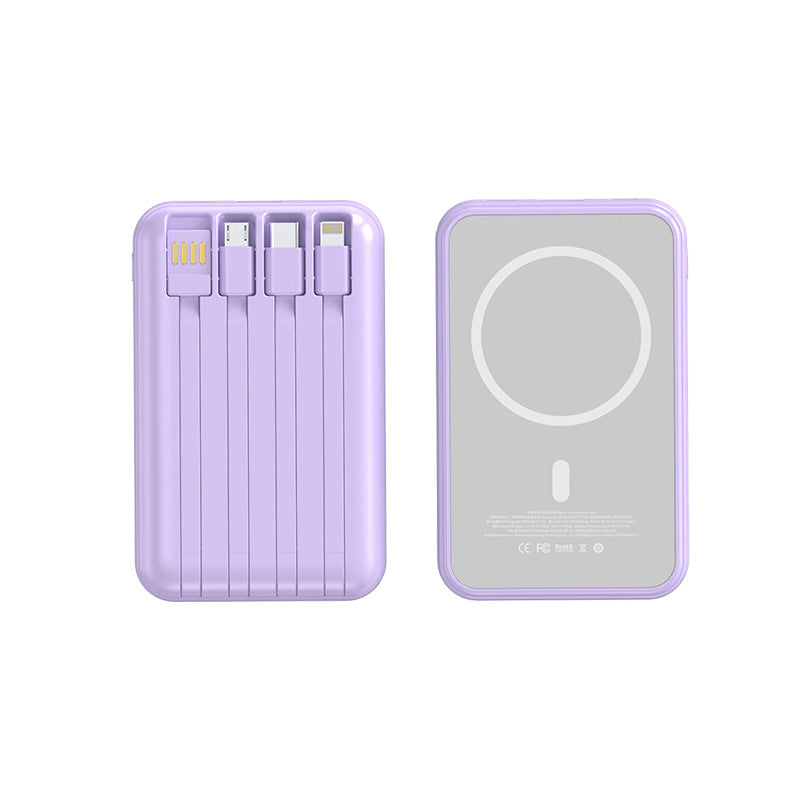 Bærbar powerbank med innebygde ladekabler Skanto