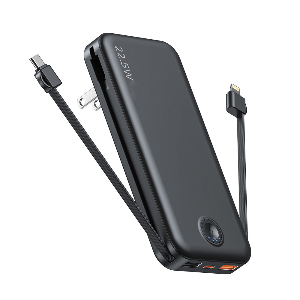 Powerbank med integrert veggkontakt og dual ladingsfunksjon Skanto