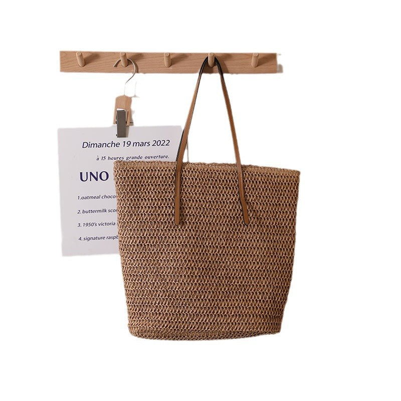 Braided shopper with elegant leather handles Skanto