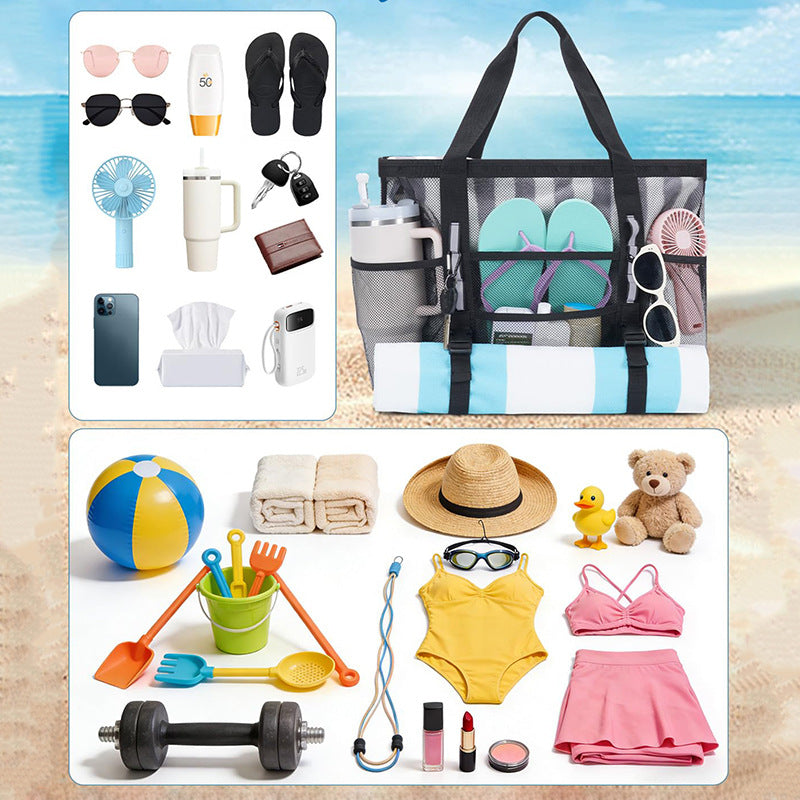 Multifunksjonell strandveske med nettdesign Skanto