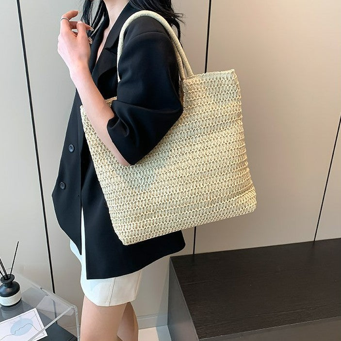 Håndvevd tote bag med strukturerte fletter Skanto