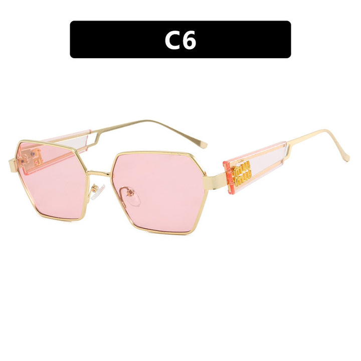 Dame heksagonal solbrille med elegant metallramme og beskyttende glass Skanto