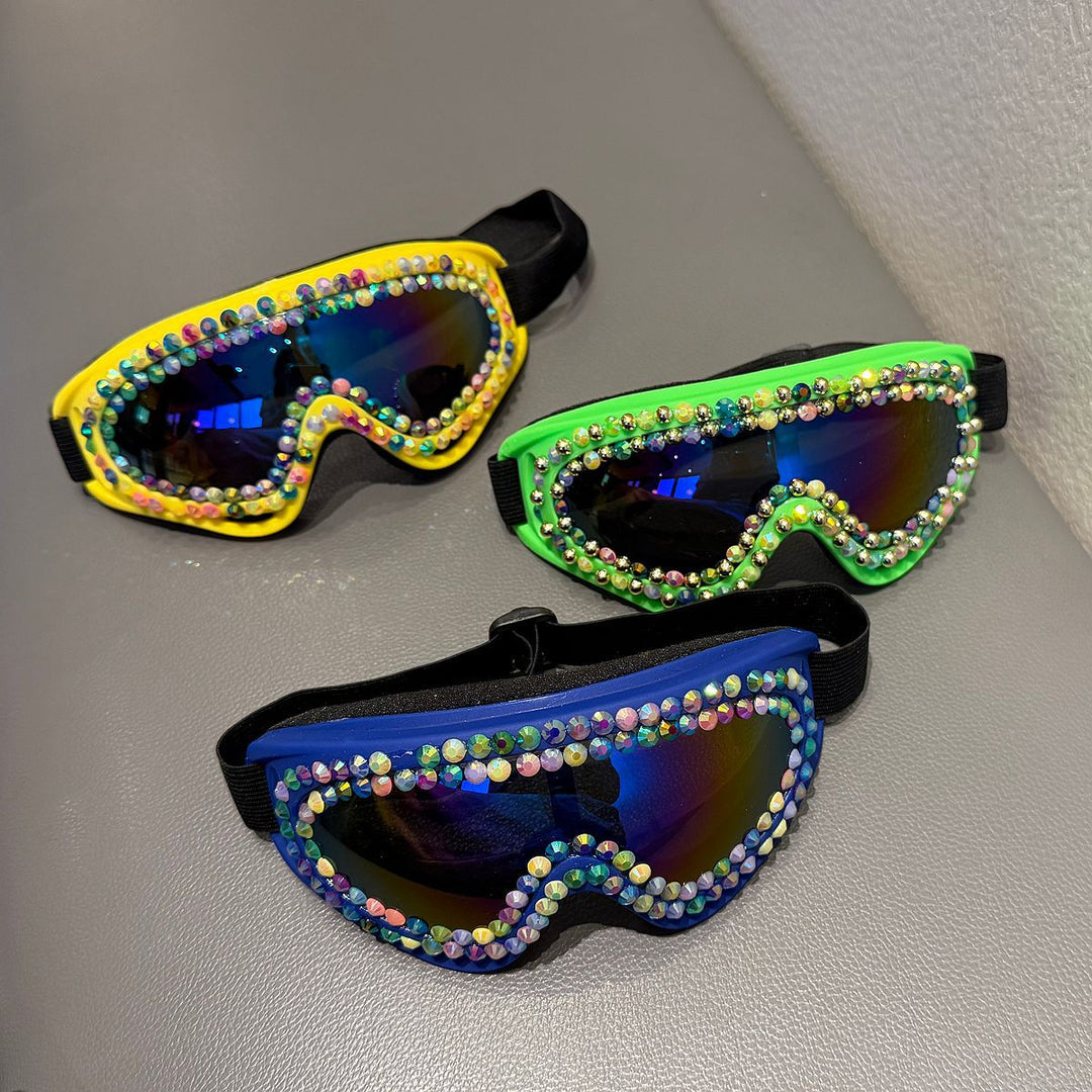 Dame skibrille med glitrende krystallramme Skanto