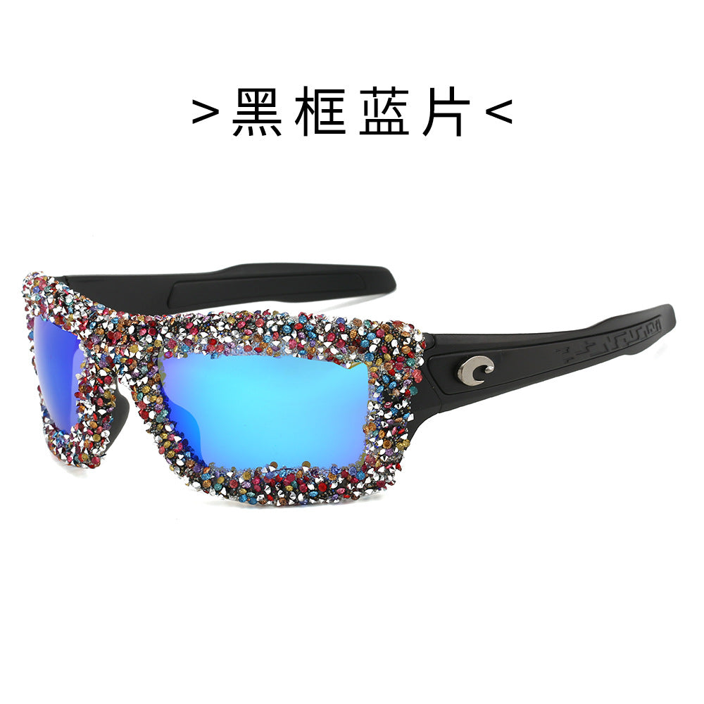 Damer Sportslig Solbrille med glitrende Strassramme Skanto