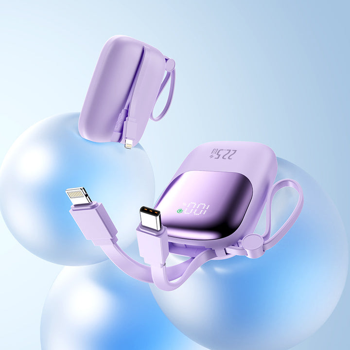 bærbar hurtiglade-powerbank med integrert kabel Skanto