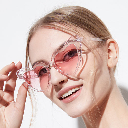 Dame hjerteformet solbrille med glitrende ramme Skanto