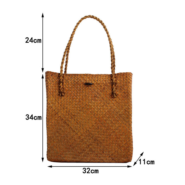 Hand-knotted tote bag in natural weave Skanto