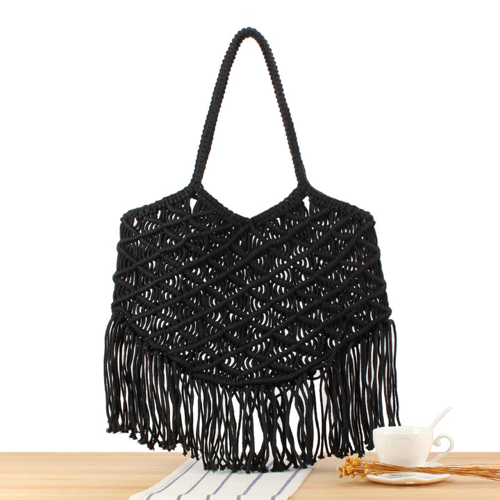 Macrame Tote Bag with Fringed Edges Skanto