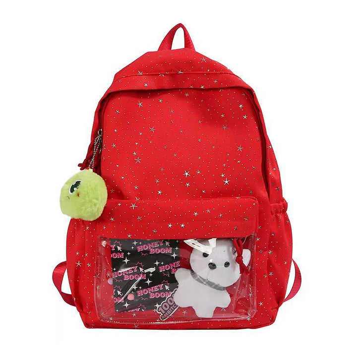 Transparent Pocketed Star-Pattern Ryggsekk Skanto