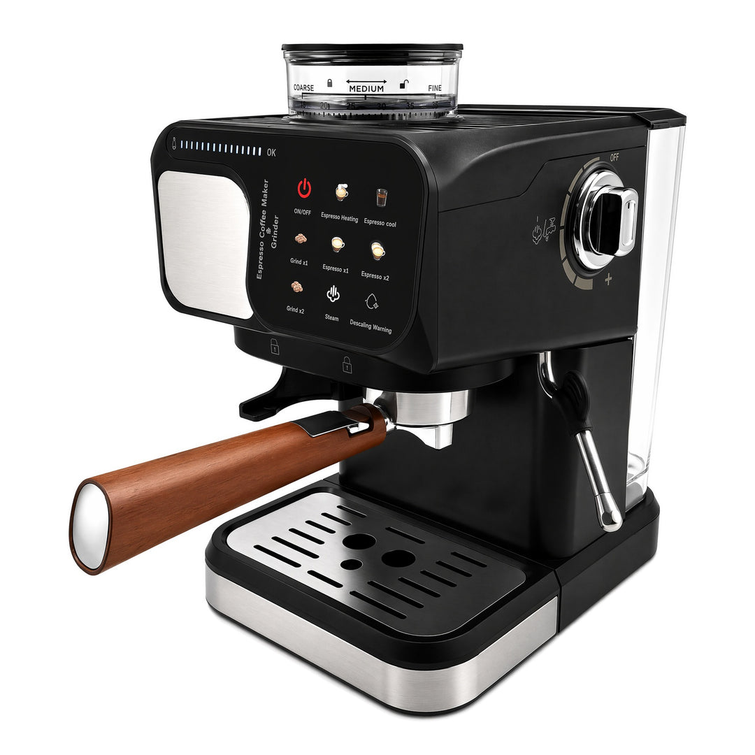 Espressomaskin med integrert malverk og presis bryggetemperaturkontroll Skanto