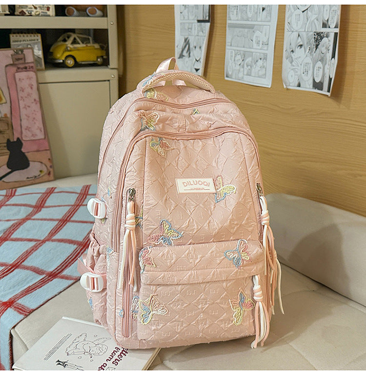 Blomsterbrodert Holdbar Skolesekk Skanto