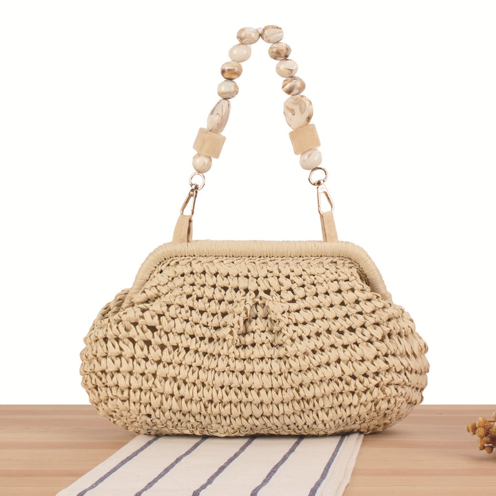 Basket bag with elegant wooden details Skanto